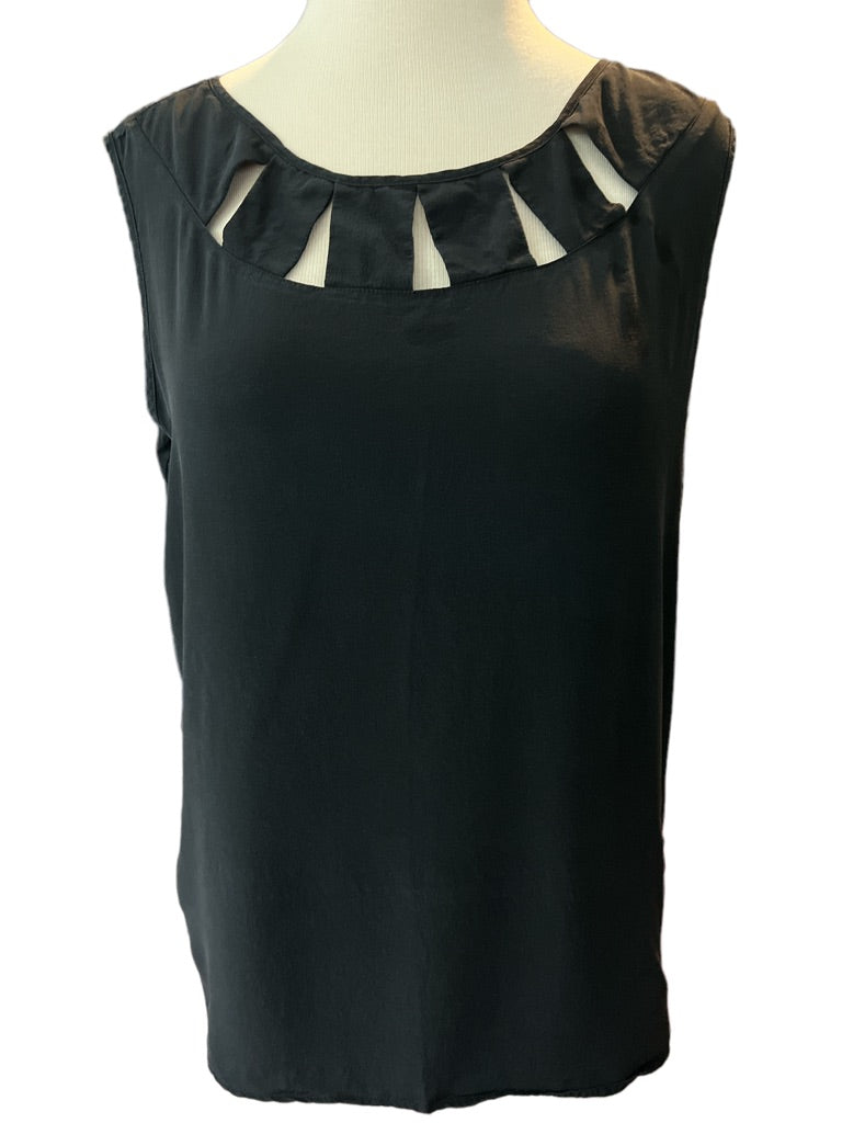 Medium EJ Harper Black Silk Sleeveless Blouse