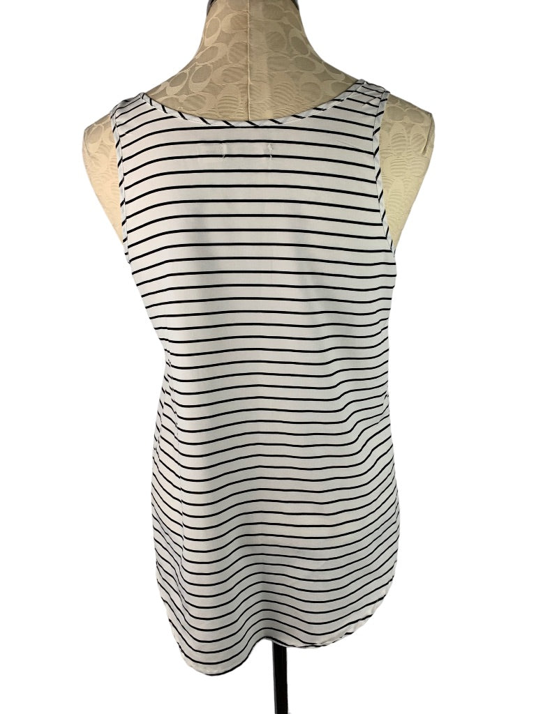 Small (4-6) Faded Glory Women's Pullover Tank Blouse Navy White Striped