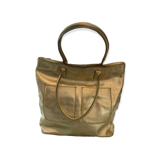 J.Crew Metallic Gold Leather Tote Style Handbag Style#98552