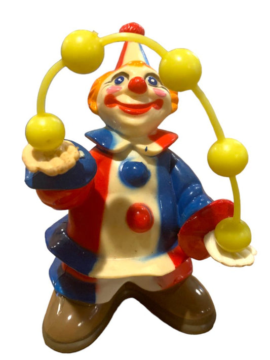 Vintage 1977 Wilton Cake Topper Juggling Clown Figurine Plastic Hong Kong 4"