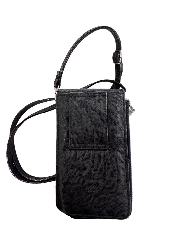 Safe Keeper Black Faux Leather Crossbody Organizer Phone Wallet Travel