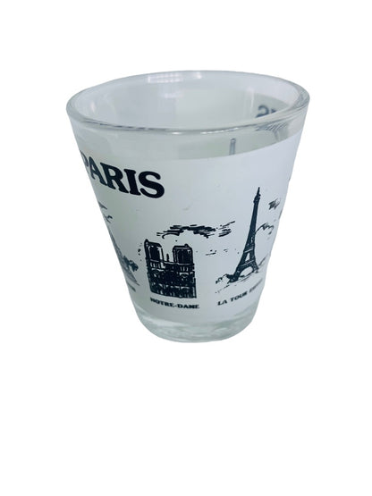 Paris Black White Landmark Shot Glass  1.5 oz Barware