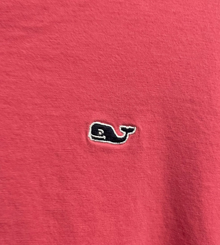 Small Vineyard Vines Men's Long Sleeve Polo Shirt Collared Pima Cotton Lightweight Dark Pink