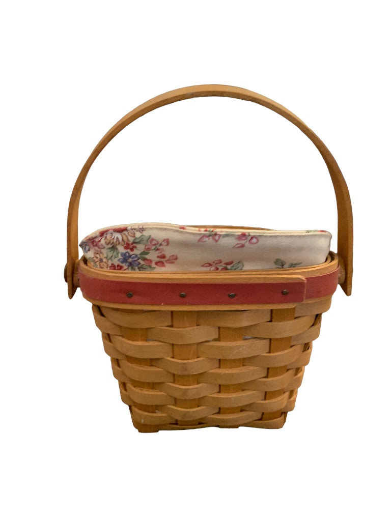 Longaberger 2001 Love Notes Basket with Protector Liner  and Tie On