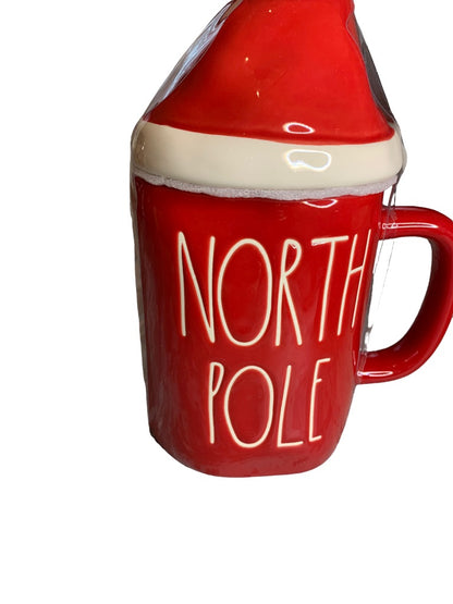 Rae Dunn Holiday 16 oz "North Pole" Red Topper Mug 213 by Magenta