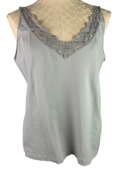 XL Chico's (Size 3) Gray Lace Trimmed Cami Nylon Blend Adjustable Strap