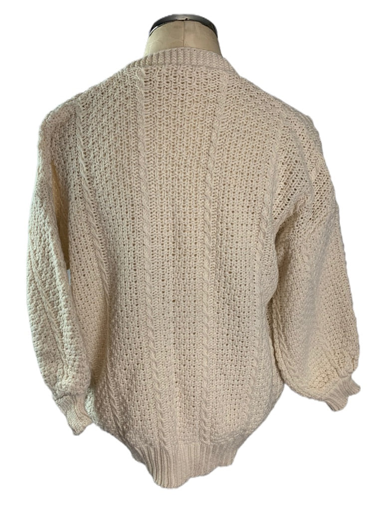 Small Unbranded Ivory Open Cardigan 3/4 Sleeve Heavy Knit