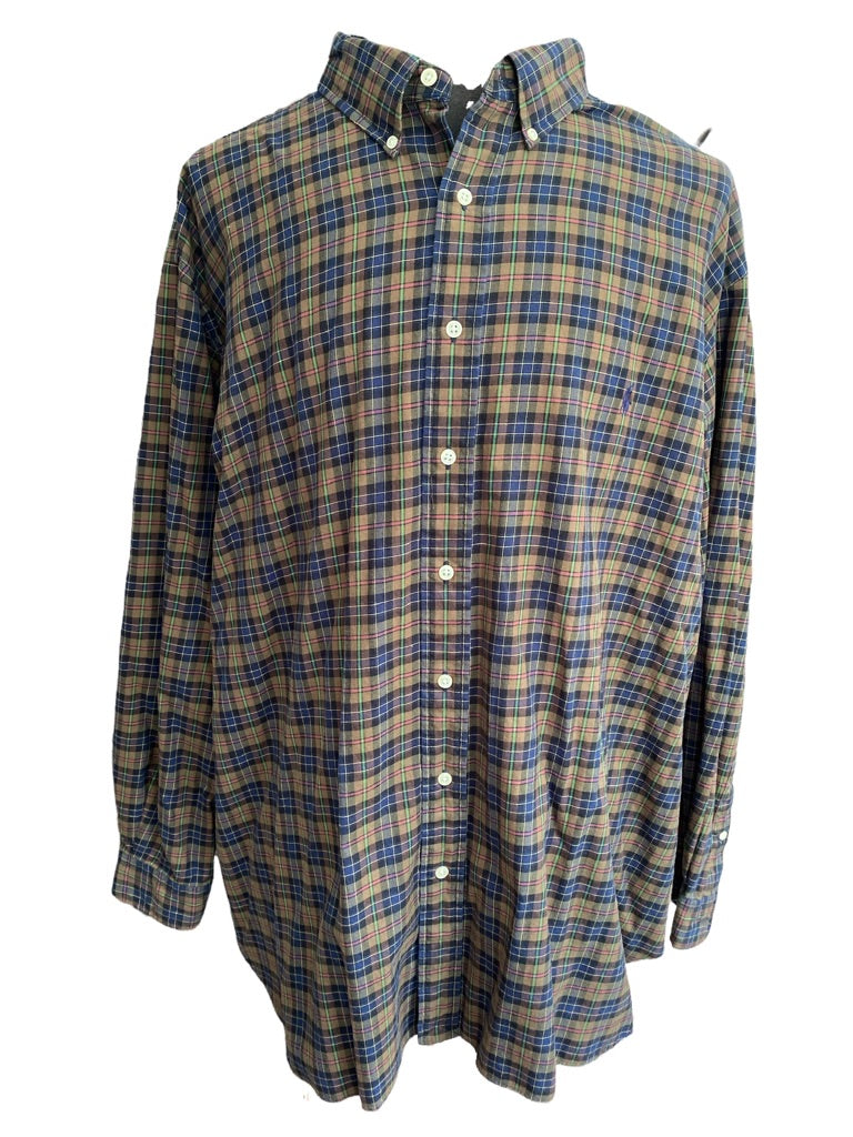 4XB Ralph Lauren Mens Button Down Plaid Shirt