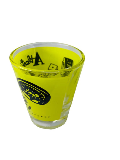 Atlantic City New Jersey Shot Glass Souvenir Barware 2.5"h x 2" Top Diameter Yellow Black