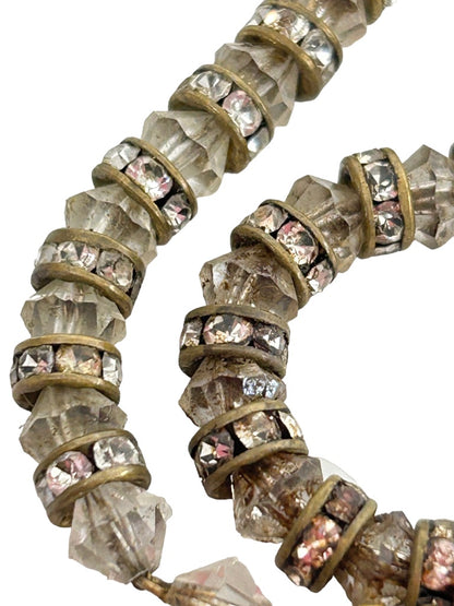 Goldtone and Crystal Beaded Gold Filled Bracelet 5.75" Petite Size