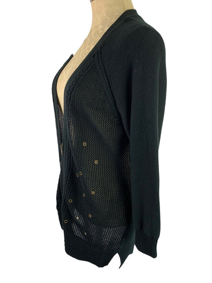 XL American Eagle Outfitters Junior Women's Black V-Neck Zip Up Cardigan Sweater