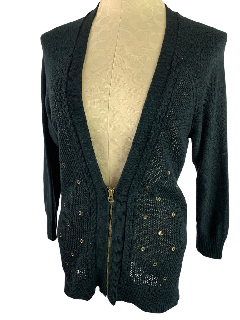 XL American Eagle Outfitters Junior Women's Black V-Neck Zip Up Cardigan Sweater