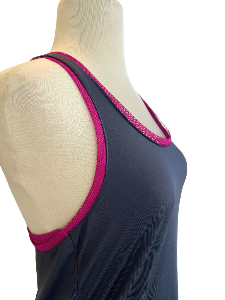 Fabletics Gray With Magenta Mesh Workout Tank Size XS