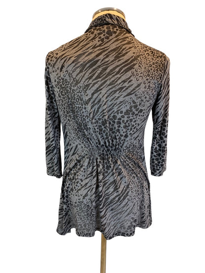 Small Fashion Bug Vintage Y2K Women's Gray Black Animal Print Lightweight Open Cardigan