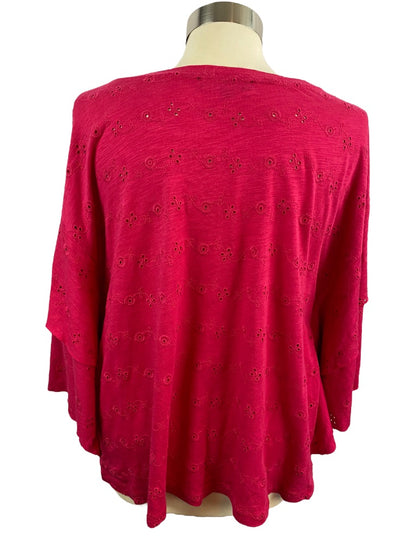 Large Sanctuary Dark Pink Women's Eyelet Box Top Shirt Magenta