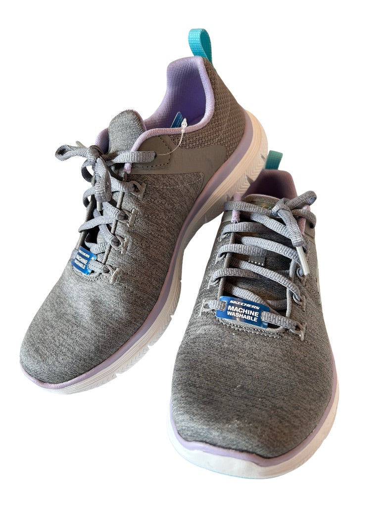 7M Skechers Women's Flex-Lite Gray Purple Sneakers Air-Cooled Memory Foam 149307