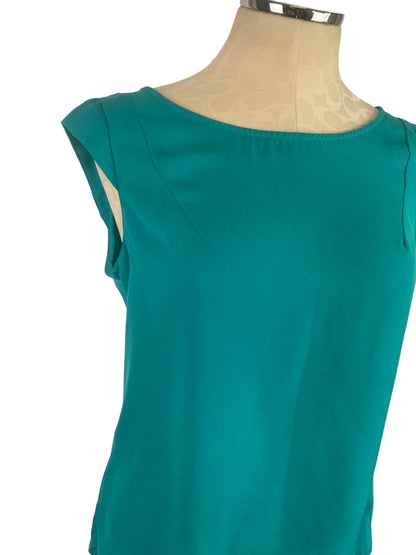 Medium Worthington Green Petal Back Cap Sleeve Pullover Women's Blouse