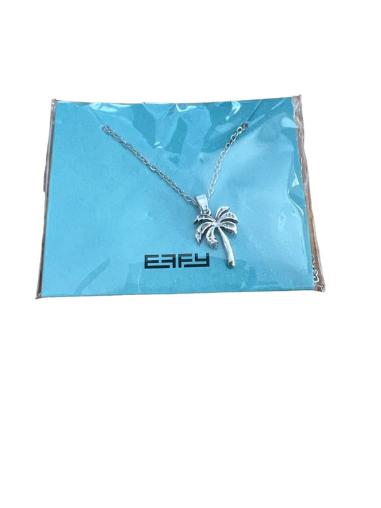 NEW EAFY Silver Palm Palmetto Tree Pendant Necklace 16" + 2" ext