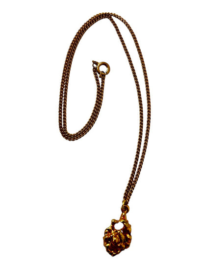 Goldtone Chain 18" Necklace with Metal Nugget Charm 1"