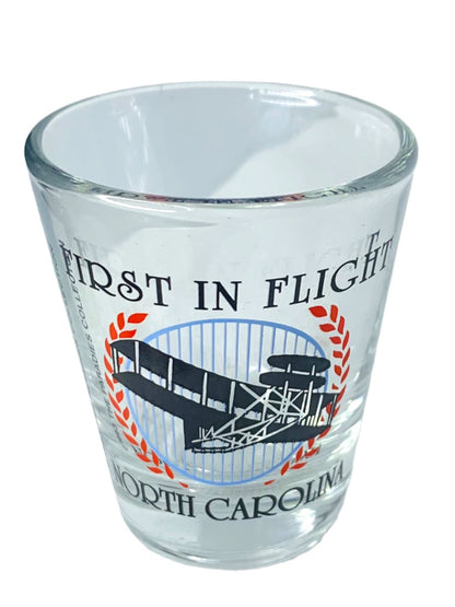 North Carolina First in Flight Shot Glass Souvenir Barware 2.5"h x 2" Top Diameter