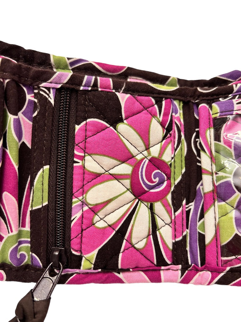 Vera Bradley Purple Punch Pattern Trifold Wallet Hook and Loop Closure