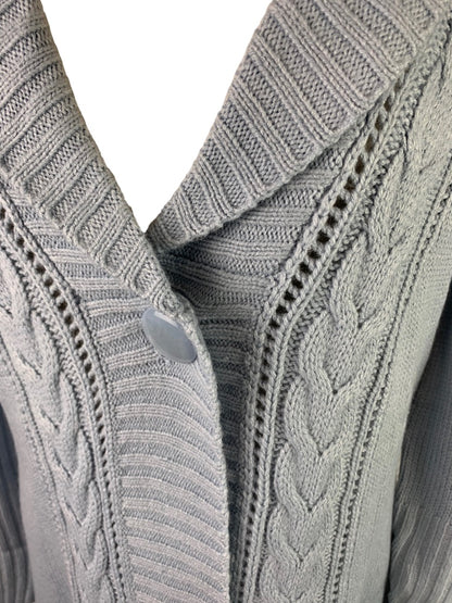 Medium Motto Women's Light Blue Long New Cardigan Sweater Single Button