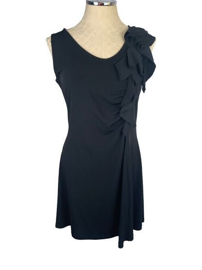 Medium Elle Black Pullover Sheath Stretch Dress Frilly Fun Sleeveless Above Knee