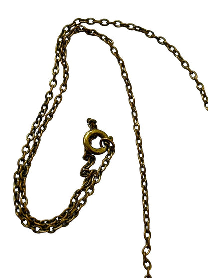 Antiqued Goldtone Butterfly Pendant Necklace 14" Chain Lobster Clasp