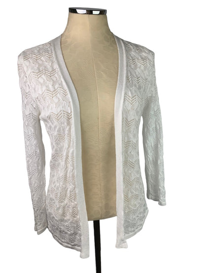 XS JM Collection Women's White Loose Knit Open Cardigan