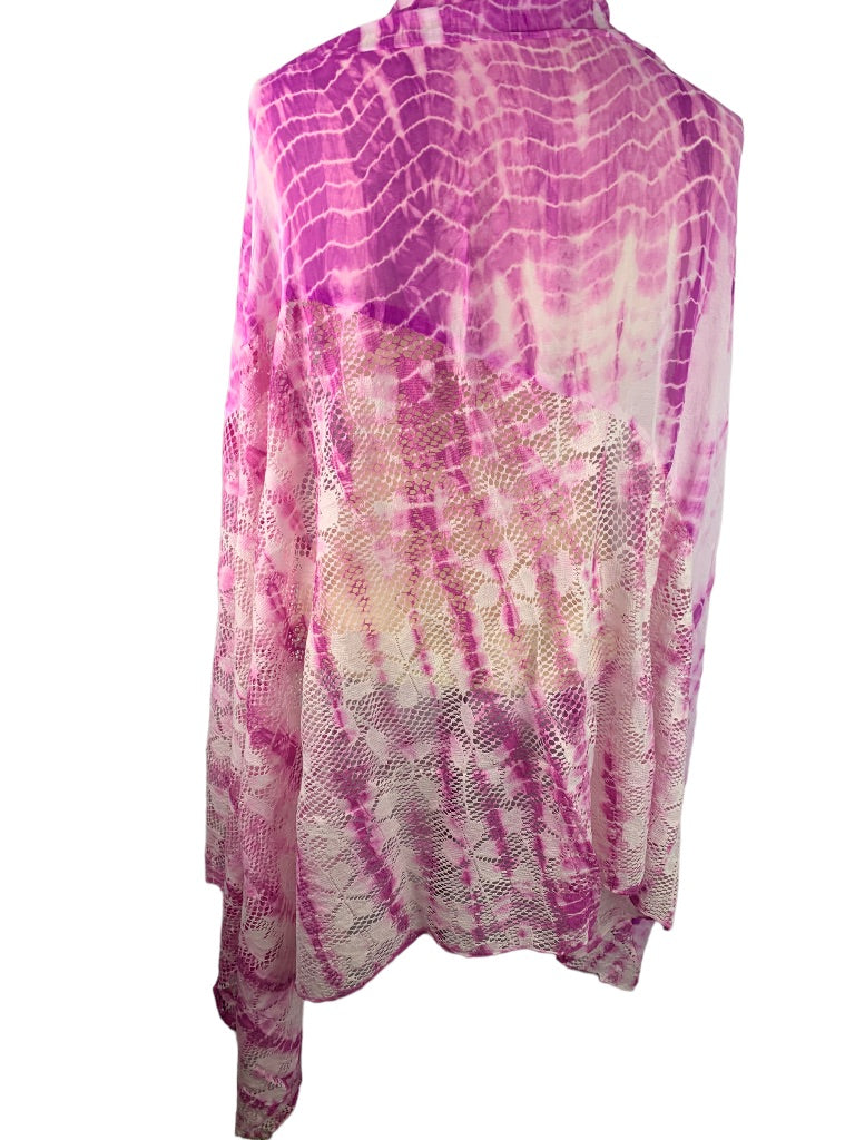 One Size Curations Shawl Lace and Tie Dye Purple Pink New