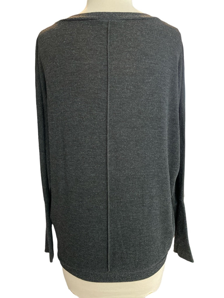 Medium Poof Lightweight Charcoal V-Neck Sweater