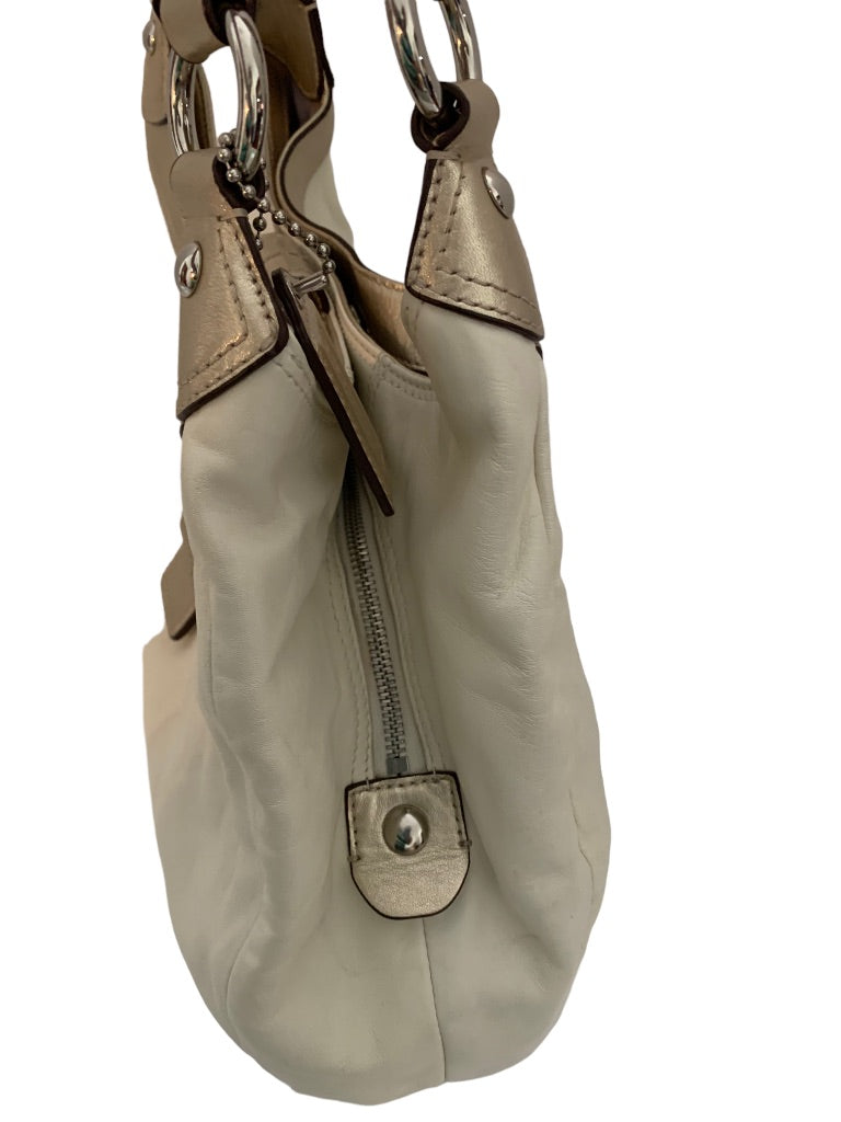 Coach Soho Leather Lynn Hobo Bag Purse Ivory Gold F17092