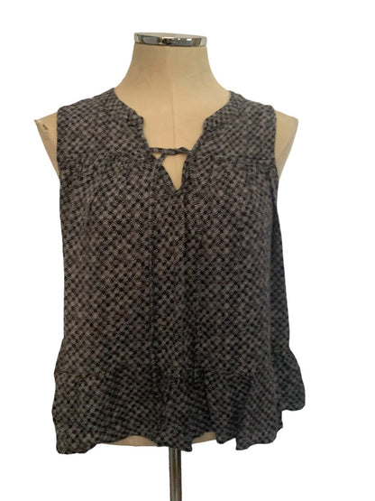 Medium LOFT Women's Pullover Sleeveless Peasant Blouse Navy Blue