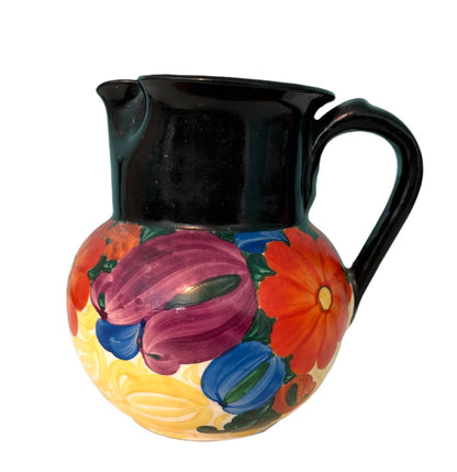 Vintage J Mrazek Floral Hand Painted Pitcher Czech Jug 5.5" tall