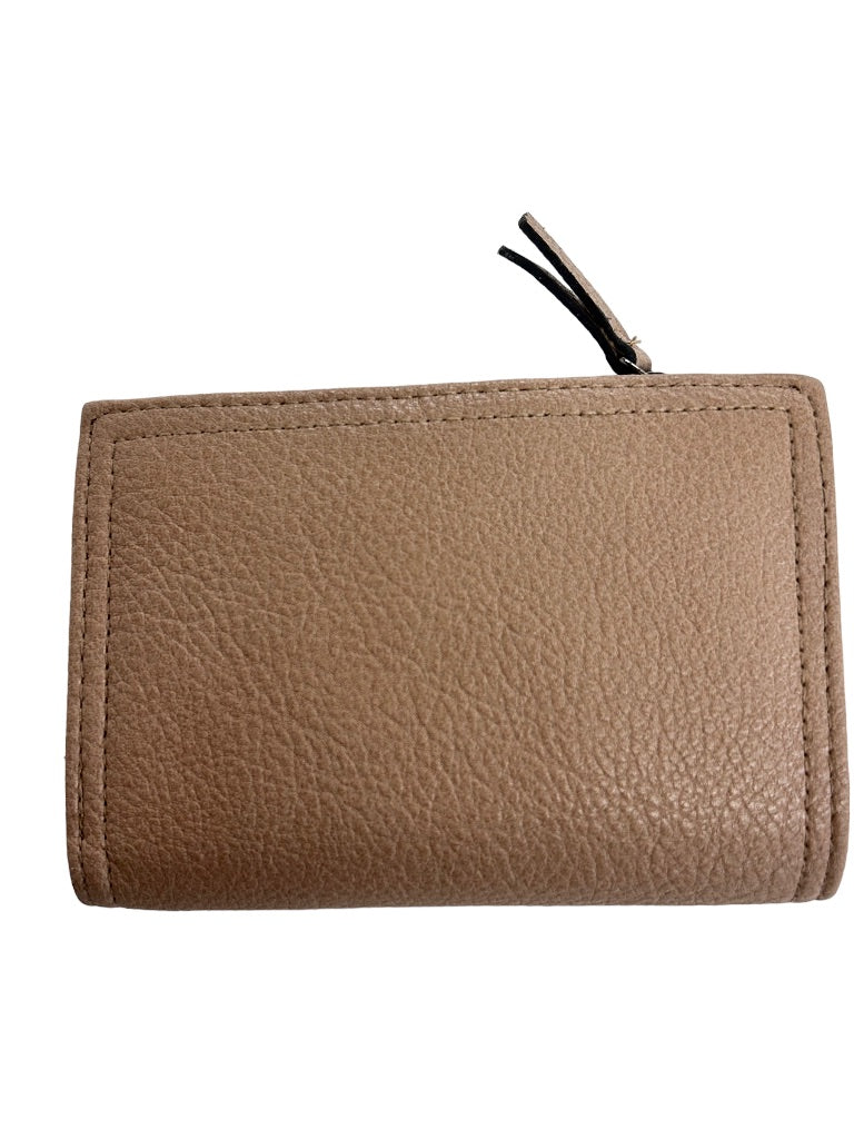 Jessica Simpson Taupe Faux Leather "Frankie Double Gusset Bi Fold" Wallet