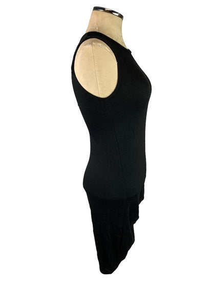 Medium Antistar Black Soft Jersey Knit Dress Sleevelsss Rouched Tie Side