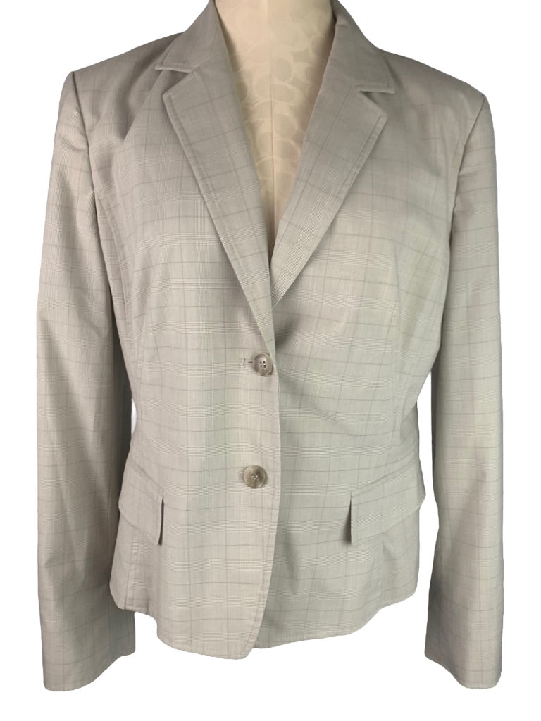 14 Jones New York Women's Subtle Plaid Tan Blazer Stretch Easy Care