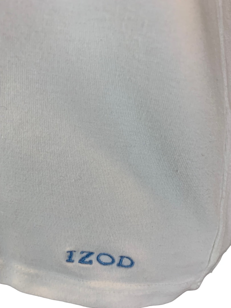 Medium Izod Stretch Vintage Y2K Women's White Golf Tshirt Blue Trim