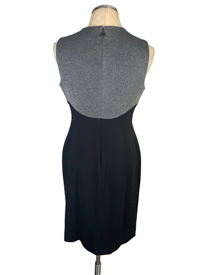 8 Tommy Hilfiger Black Silver Sleeveless Sheath Dress Stretch Fabric Back Zip