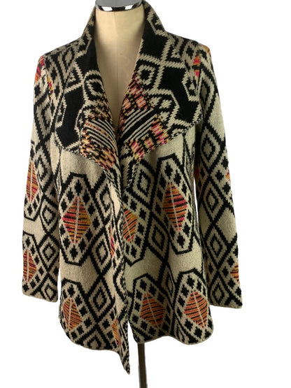 Large slonl Women's Open Cardigan Sweater Aztec Print Lagenlook