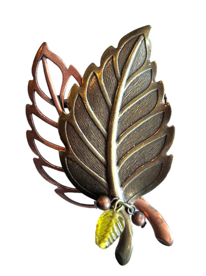 Basics by Croft & Barrow Fall Autumn Theme Leaf Pin Brooch 2 5/8"h