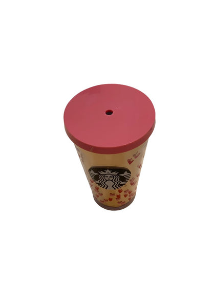 Starbucks 2017 Cold Drink Tumber Valentines Day 16 oz BPA Free Tiny Hearts Gold