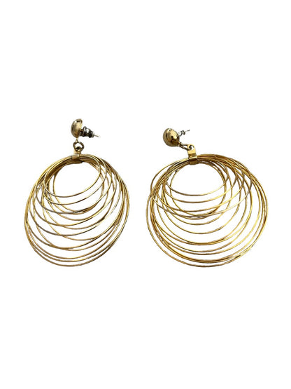 Goldtone Multi Hoop Post Dangle Earrings Vintage 80's