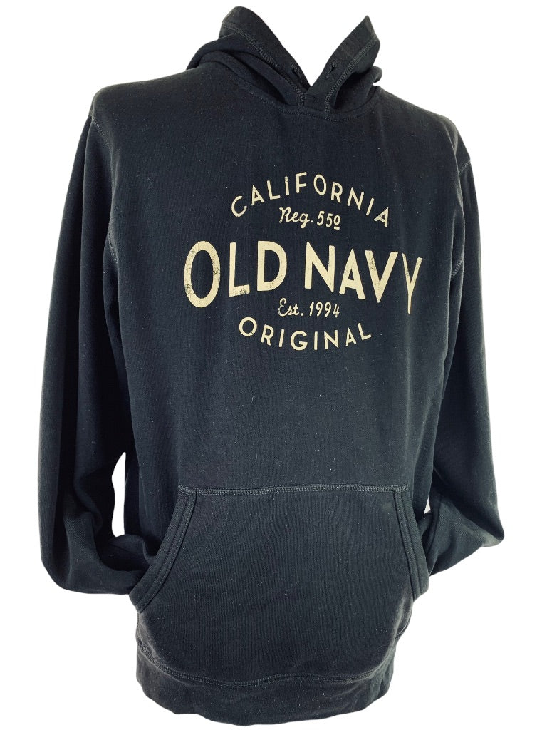 Large Old Navy Men's Pullover Hoodie Black Vintage Look "California"