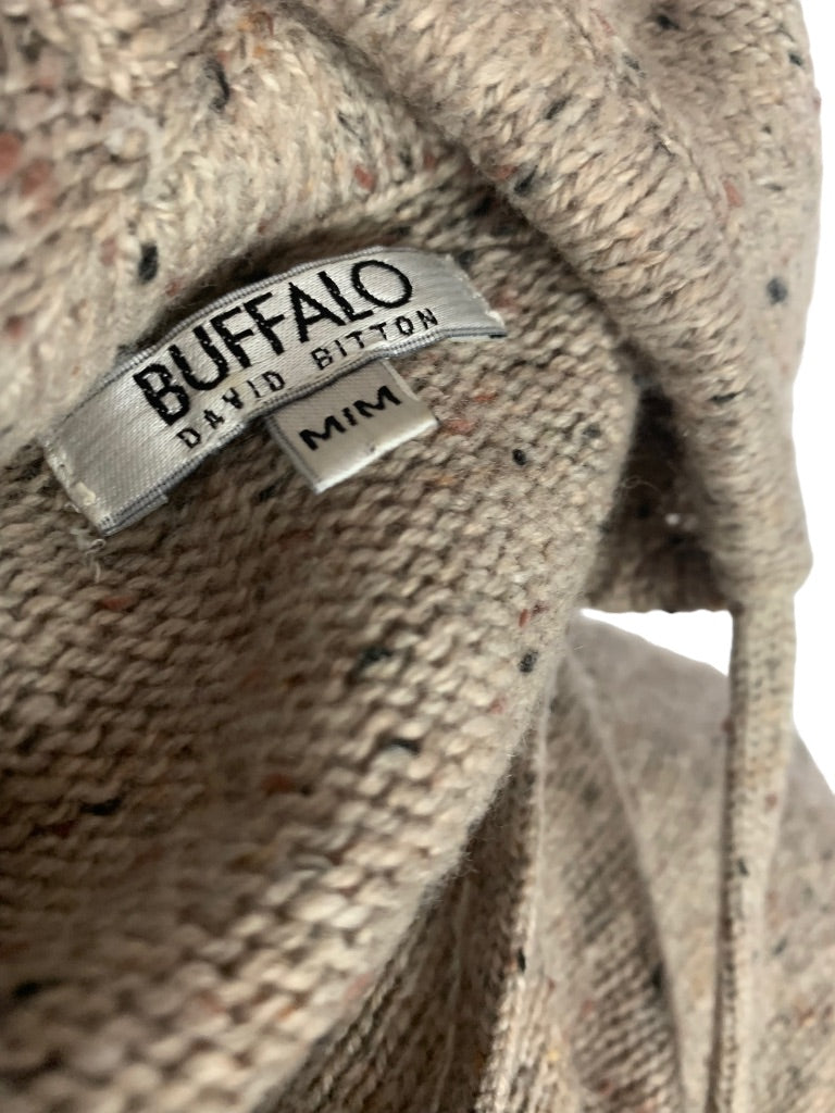 Medium Buffalo David Bitton Tan Pullover Hooded Sweater Elbow Patches Women's