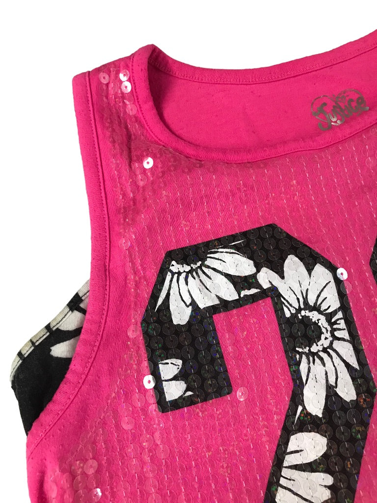 12 Justice Girls Tank Top Hot Pink "29" Sequins Sleeveless