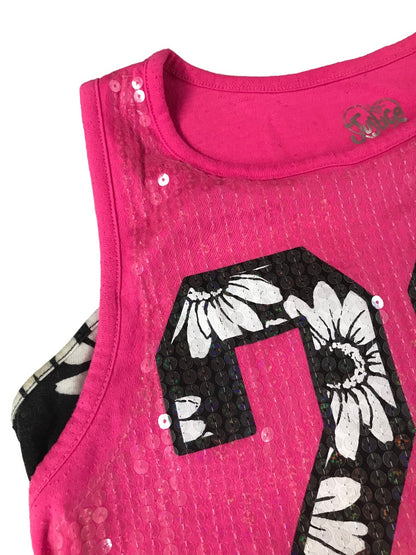 12 Justice Girls Tank Top Hot Pink "29" Sequins Sleeveless