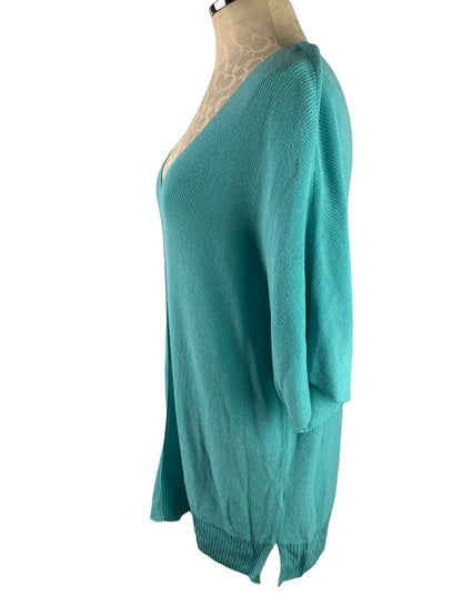 XL Talbots Women's Turquoise Lightweight V-Neck Short Sleeve Sweater