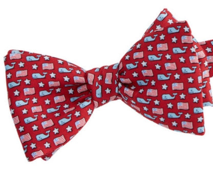 Vineyard Vines Red Whale Flag Bow Tie 13 3/4 to 16