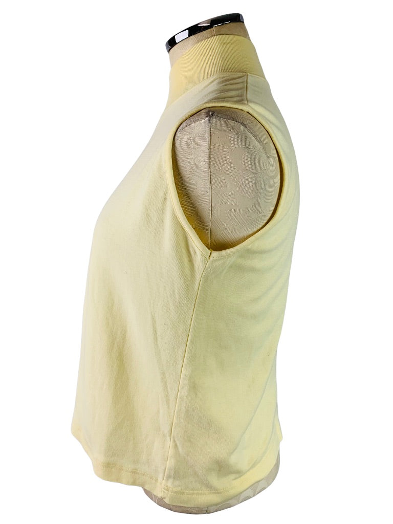 Medium Charter Club Classic Light Yellow Mock Neck Pullover Sleeveless Top Women's